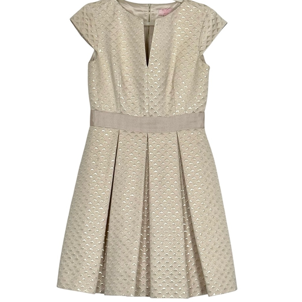 Ted Baker Carisa Metallic Dress in Cream 
US size 8 (Ted Baker size 3)